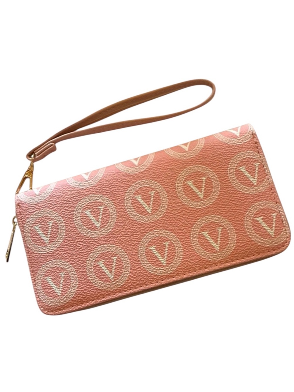 Valentina Pink-Orange Logo Wristlet Clutch